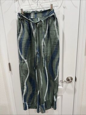 Men's Casual Drawstring Wide-Leg Pants - Green Wave